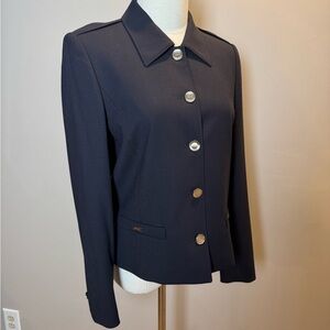 ESCADA Margaretha Ley Navy Blue Buttoned Blazer Jacket Classic Euro 34 or US 4
